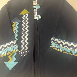 Gildan Two Button Graphic Navy Blue Cardigan Size M